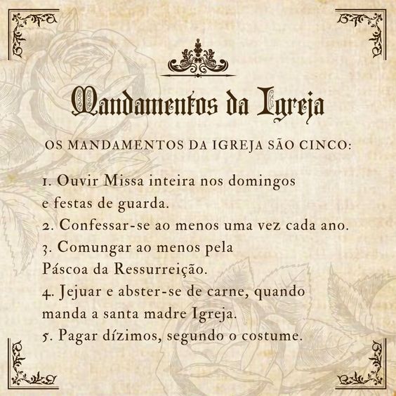 OS CINCO MANDAMENTOS DA IGREJA – Catequese Permanente